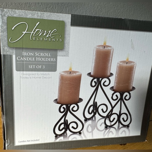 NWT Iron Candle Scroll Set of 3 - Picture 6 of 10
